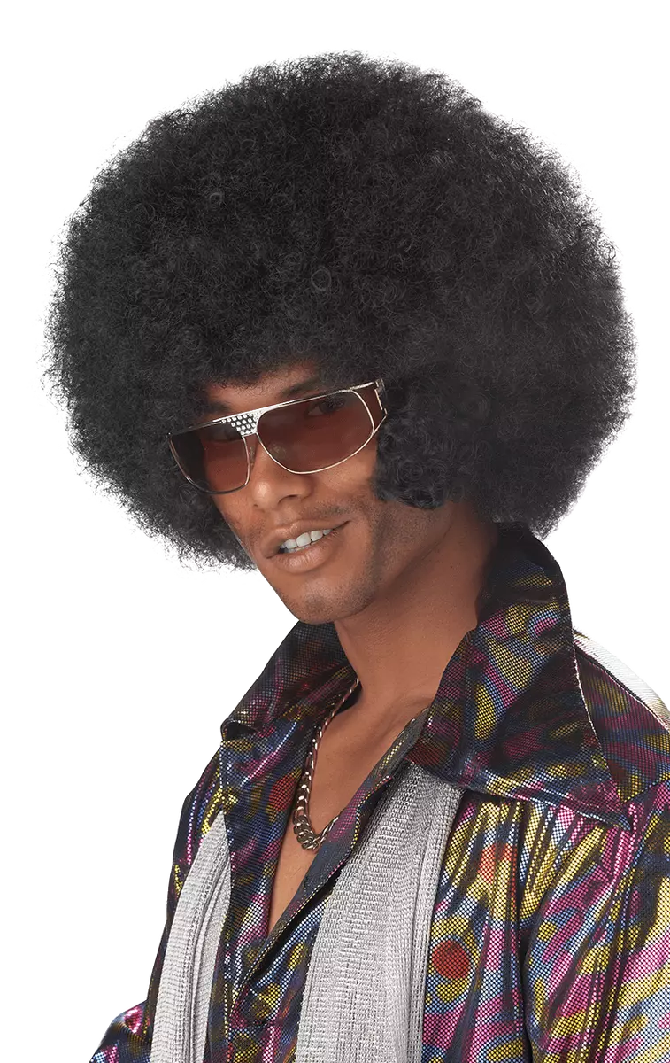 Perruque afro noire pour homme disco années 70 robe accessoire costume