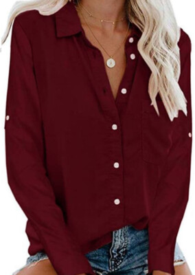lainey button front blouse red