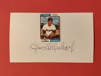 JIM SHELLENBACK Signed TX RANGERS/PIRATES/TWINS 3x5 Index Card Autograph Auto