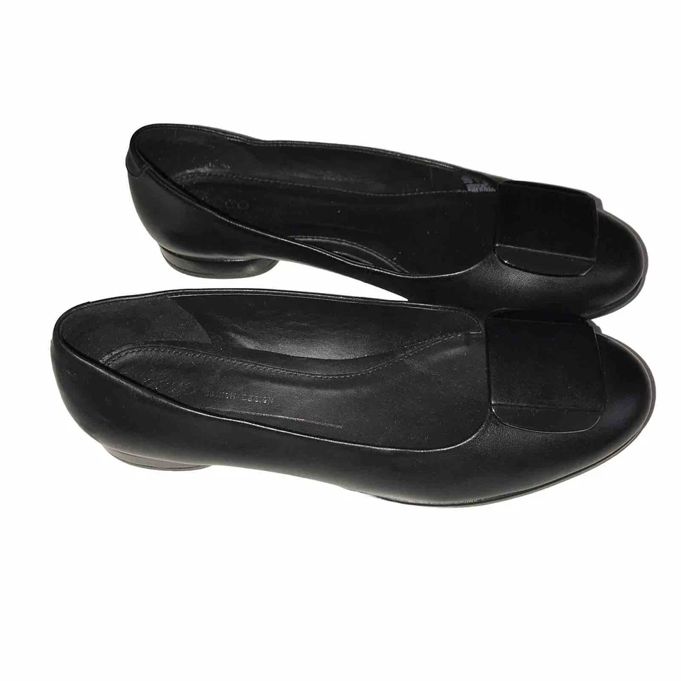Ecco Anine Bailarina Ballet Plano Negro Cuero Zapato Talla 5 EE. UU. Mujeres EU 36 Foto 4 de 4