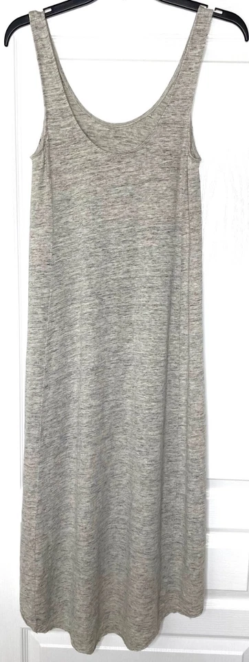 CALYPSO ST. BARTH Heather Gray Stretch Knit Linen Hi/Lo Asymmetric Tank Dress S - Image 2 of 4
