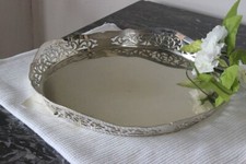 Vassoio antico in sheffield guantiera in silver plated 