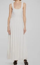 $2890 Gabriela Hearst Women Ivory Zeleia Pointelle Pleated Knit Dress Size XS