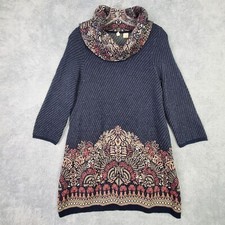 MOTH Anthropologie Sweater Dress Small Gray Cowl Neck Long Slv Tunic Cotton Wool