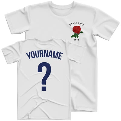 THE CLOTHING SHED Personalised England T Shirt Rugby Name And Number English Gift Idea Supporter