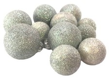 11 Small Opalescent Glitter G D Glass Christmas Ornaments 6 at 1.75" 5 at 1.25"
