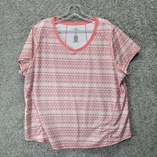 St. John's Bay Women's Activewear Shirt Quick-Dri Designer Pattern Pink 1X