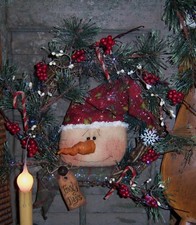 Primitive Patti's Ratties Frosty Days Snowman Ornie Wreath Paper Pattern 238