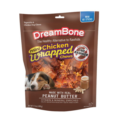 Mini Chews, Chicken with Peanut Butter, Rawhide-Free Chews for Dogs,NEW