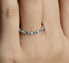 Astrid & Miyu Alexandrite Marquise Band Ring In Solid White Gold 14k 