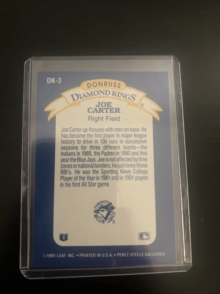 1991 donruss diamond kings joe carter - Image 2 of 2