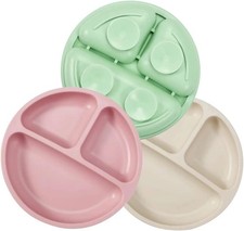Divided Unbreakable Silicone Baby and Toddler Plates - - Non-Slip