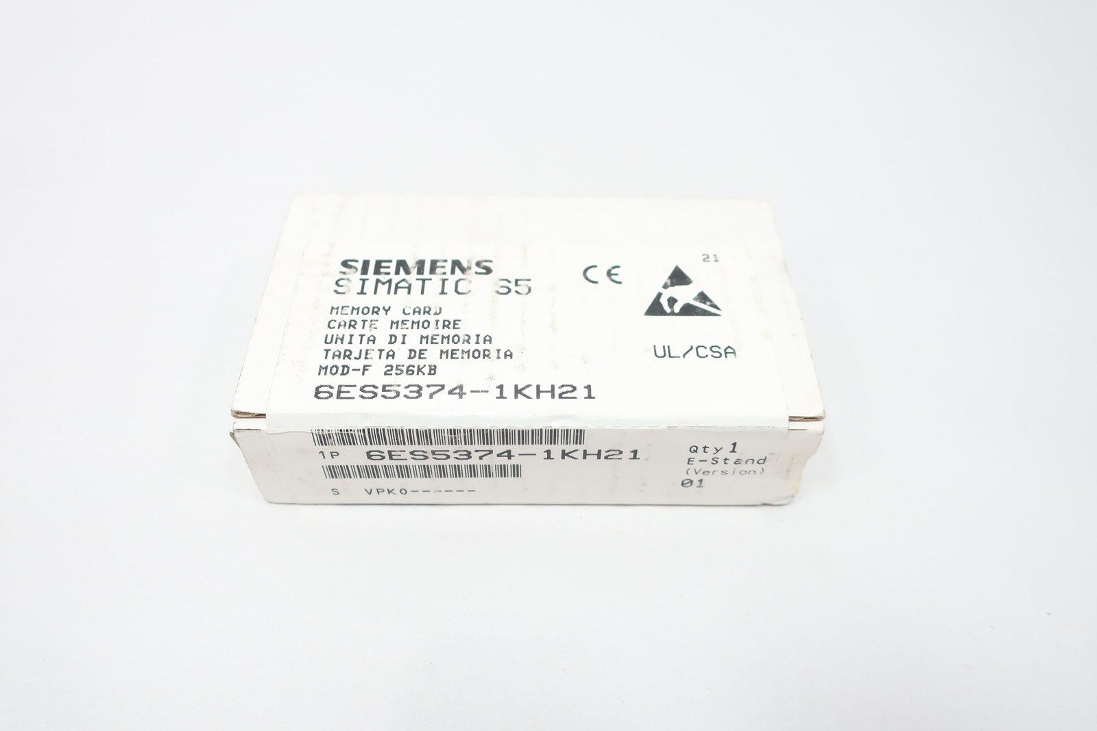 Siemens 6ES5 374-1KH21 Memory Module 5v Flash 256 Kbyte/16 Bit