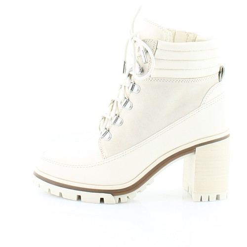 VINCE CAMUTO Womens Beige Lace Up Buckle Accent Fawdry Round Toe Stacked Heel Zip-Up Leather Boots Shoes M main image 0
