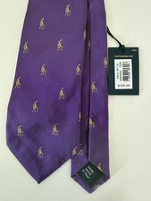  125 Polo by Ralph Lauren Purple Silk Tie with Pony Logo Made in Italy NWT