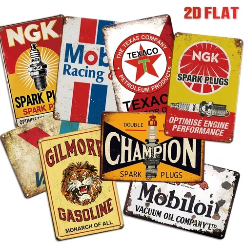 Vintage Style Gasoline Motor Oil Metal Sign Lot 8 styles Gas Pump Signs
