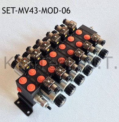 Hydraulik Grundplatte für sechs Ventil inkl. Magnetventil 4/3-Wege DC ohne DBV