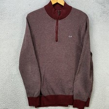 Vineyard Vines Merino Wool Sweater Pullover Mens Large Burgundy Knit Quarter Zip
