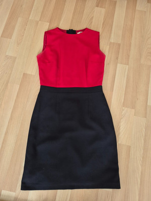 KOTON Damen Etuikleid Rot Schwarz Zweifarbig Gr. XS / 34 Ärmellos
