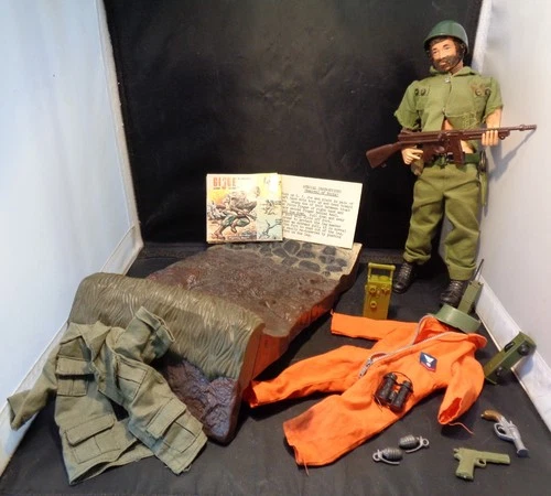 Vintage 1960s G. I. Joe 12" Action Figure W/ Flocked Hair & Beard & Accessories!