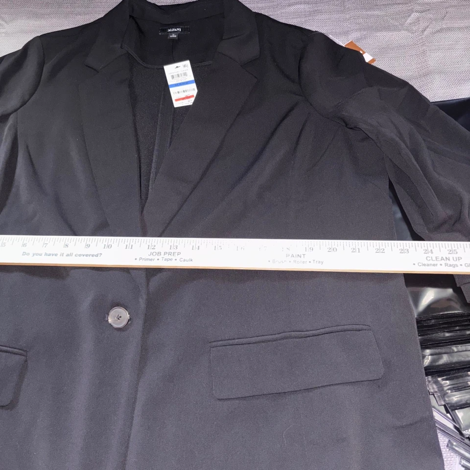 Blazer negro para mujer Alfani - botón único frontal carrera oficina negocios Foto 4 de 4