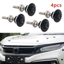 4X Push Button Quick Release Car Hood Bonnet Latch Pin Lock Bumper Clip Black