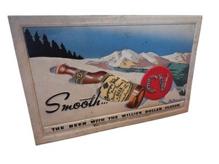 Antique Metal Beer Sign Champagne Velvet CV Beer Sign