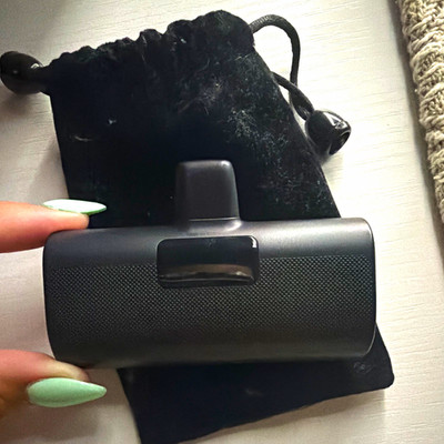5000mAh Power Bank w/ Connector USB-C Input LED Indicator Black Pouch