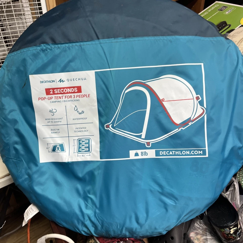 Decathlon Quechua 2 Seconds Pop-Up Camping Backpacking Tent For 3 People - NEW! - Image 2 of 4