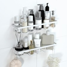 Shower Caddy Organizer with Hooks Self Adhesive Bathroom Shelves No Drilling