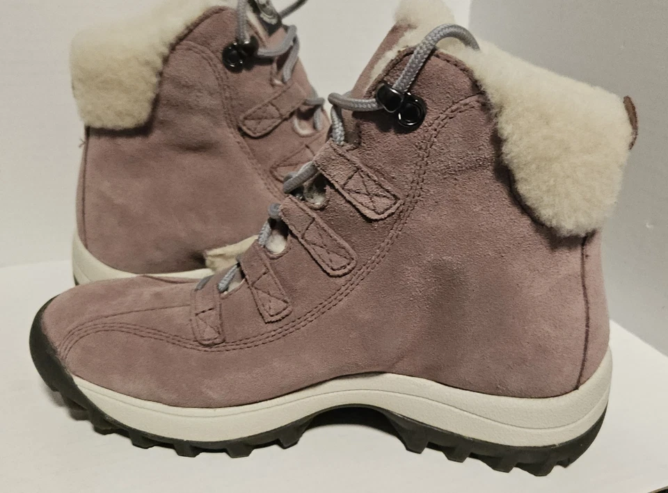 Timberland ботинки женщин 7,5 фиолетовый лиловый кожаный шерпа с подкладкой кружева зимний снег - Изображение 4 из 4