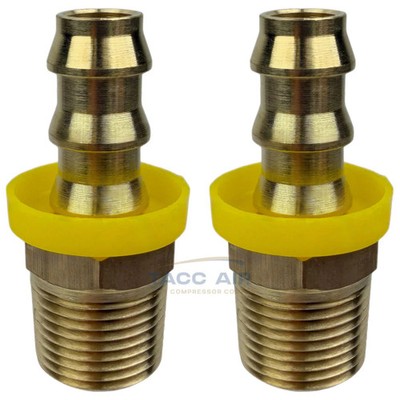 2 Pack Easy Lock Brass Hose Barb Fitting Connector 3/8'' Push-Lock x 3/8'' MNPT