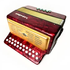Delicia Accordian Rare Small Melodeon “Popular” Model Red Pearl See Description
