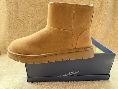 Universal Thread May Bootie Memory Foam Faux Fur Tan Women s Solid Ankle Size 7