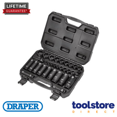 Draper 83098 Draper Impact Steckschlüsselsatz, 3/8'' & 1/2'' Vierkant Dr. (32 Stück)