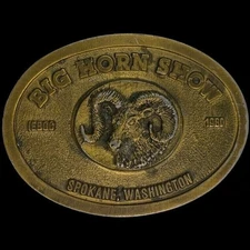 Big Horn Show Inland Northwest Wildlife Council Spokane 80s Vintage Belt Buckle