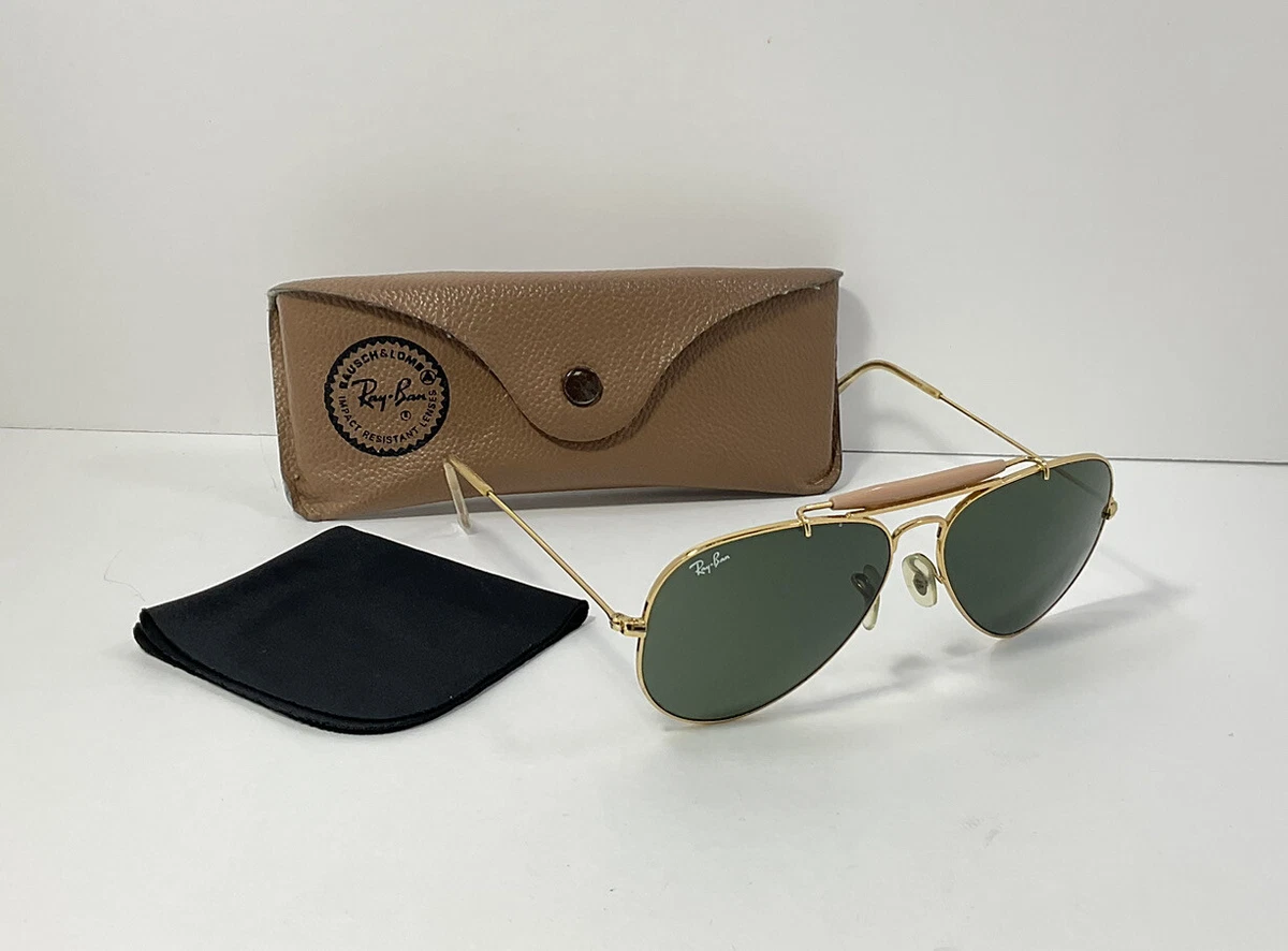 Ray Ban RB3407 001 Outdoorsman Gold Green Lens Sunglasses Pre Owned