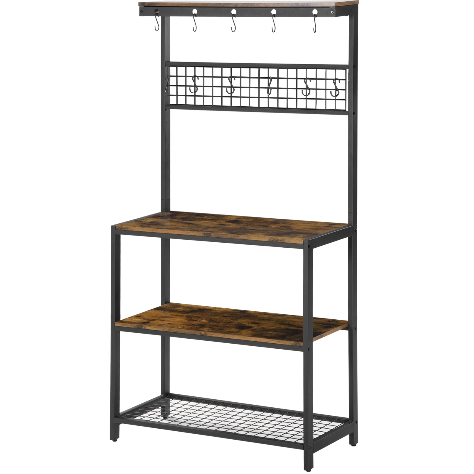 HOMCOM Mobile da Cucina 4 Livelli con Ganci e Griglia in Acciaio...