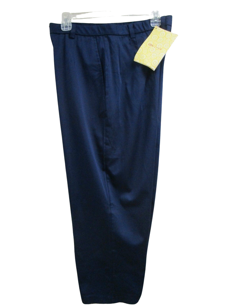 QVC Dialogue Cotton Sateen Stretch Crop Pants  Navy Blue Size 14 - NWT