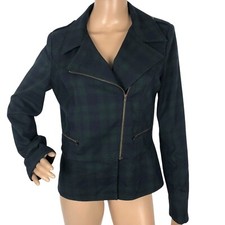 CABI Jacket Size 4 Plaid Tartan Print Asymmetric Blazer 3181 Preppy Academia