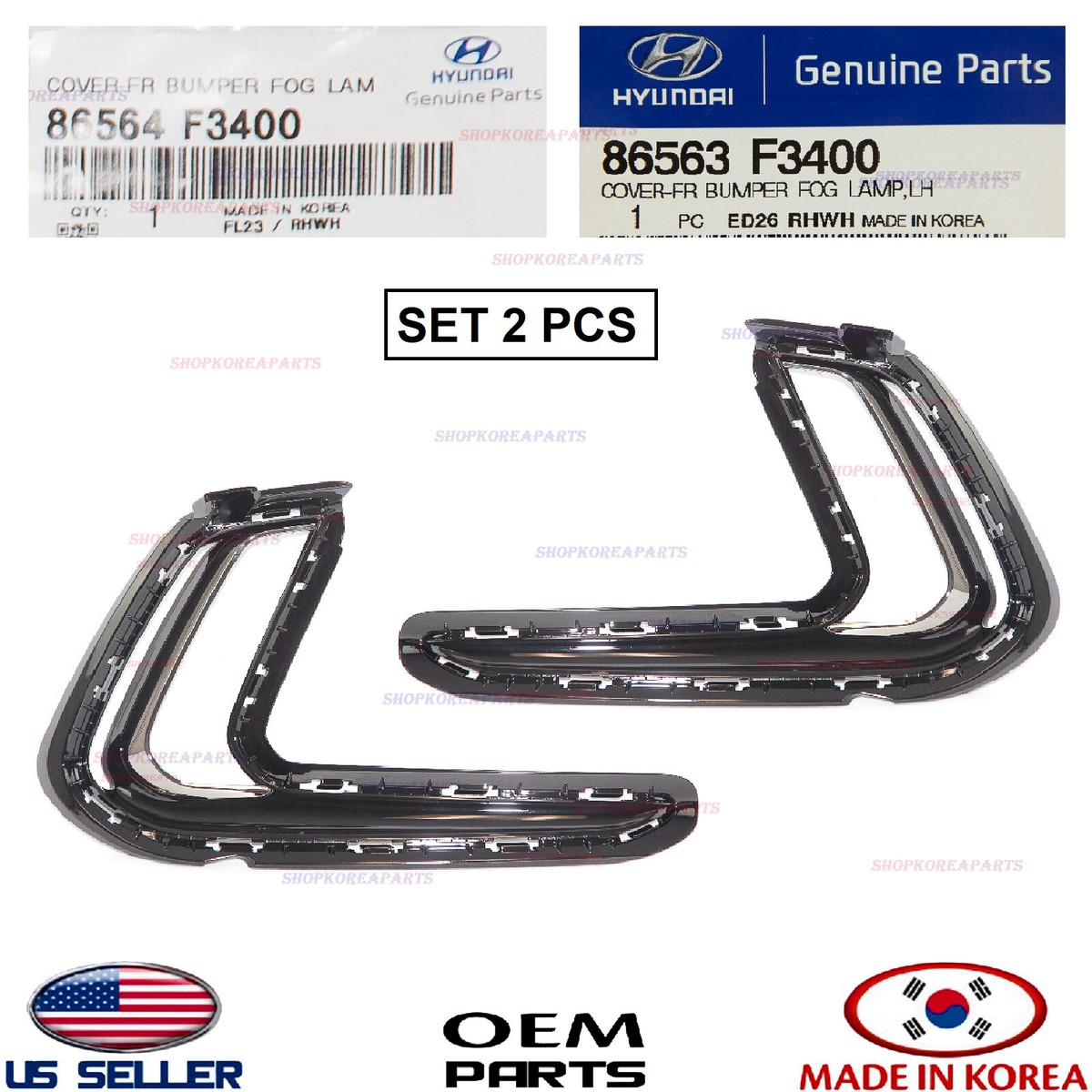 Genuine Fog Lamp Cover Bezel RIGHT + LEFT set 2pcs ⭐OEM⭐ Elantra