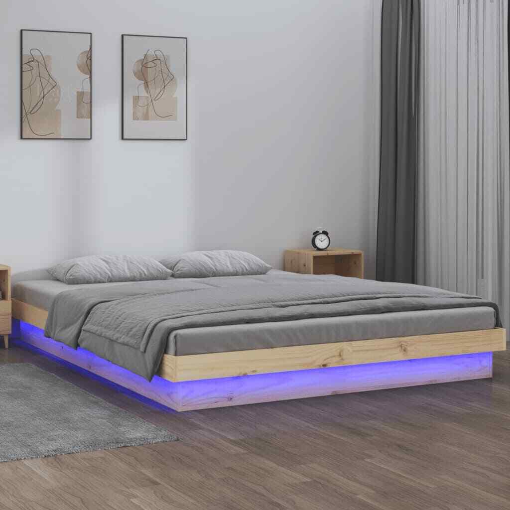 Estructura de Cama con LED Somier Mueble de Dormitorio Madera Maciza vidaXL