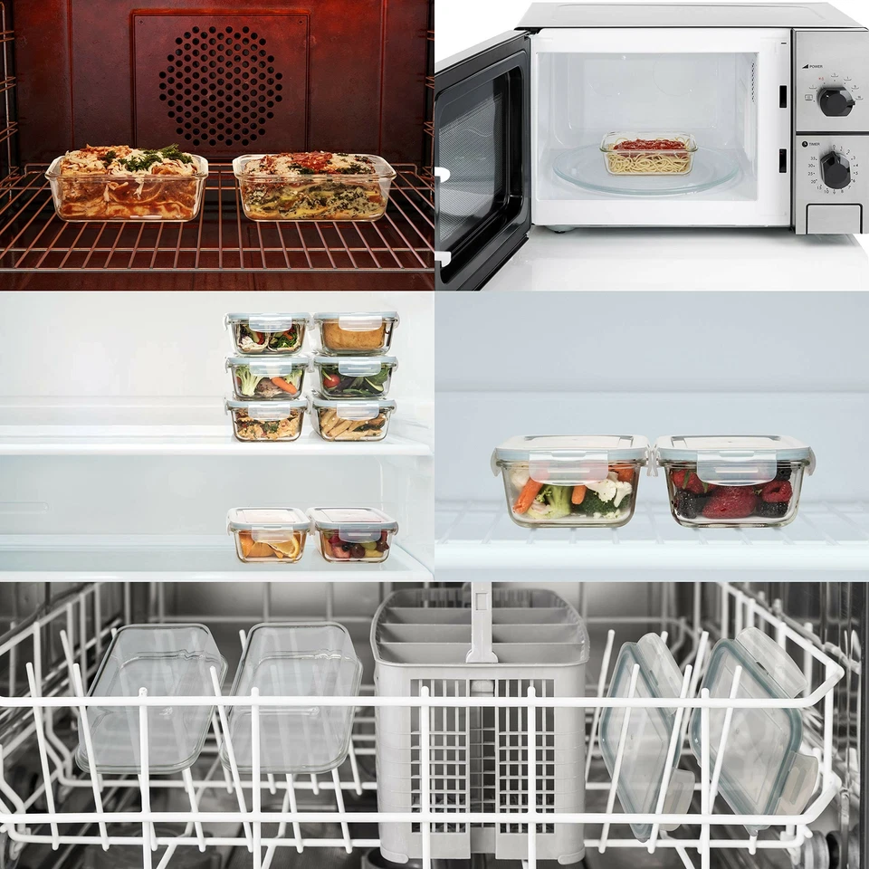 Razab 16pc Glass Food Storage Set (8 Containers with 8 Airtight Lids) Meal Prep - Image 4 of 4