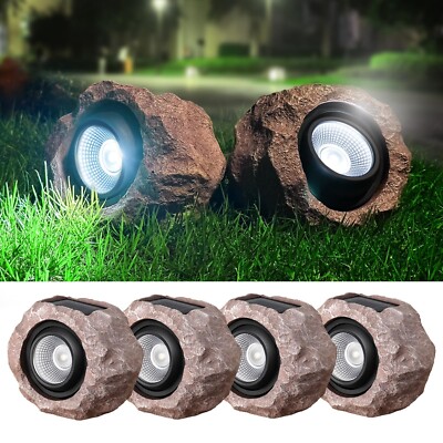 Timeflies Solar Rock Lights Outdoor, 4 Pack Super Bright Solar Spot Lights Ou...