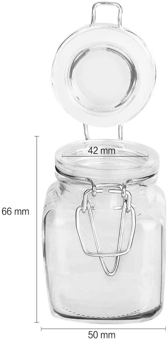 Spice Jars, KAMOTA 30 Pack 3.5 oz Small Glass Jars with Leak Proof Rubber Gasket and Airtight Hinged Lid, 280 Spice Labels & 2 Silicone Funnels,for