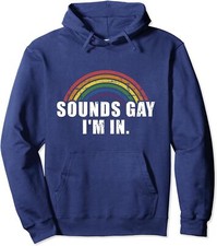 Funny Rainbow Pride Theme Sounds Gay I'm In Unisex Hooded Sweatshirt