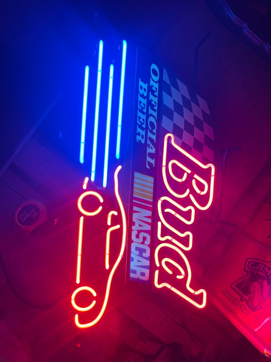 Budweiser- BUD / NASCAR Neon Beer Sign AUTHENTIC & NOT A KNOCKOFF