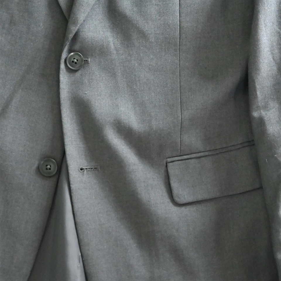 Perry Ellis 44S 32x30 Gray Career Formal Wedding Mens Jacket Pants Suit - Image 3 of 4