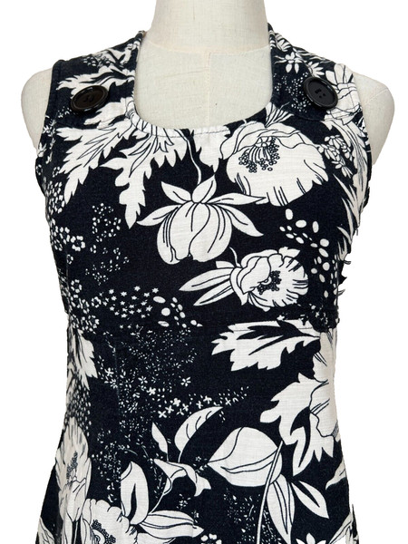 Revival Black & White Floral Print Mini Shift Dress Size 10 Retro Chic Party Fun