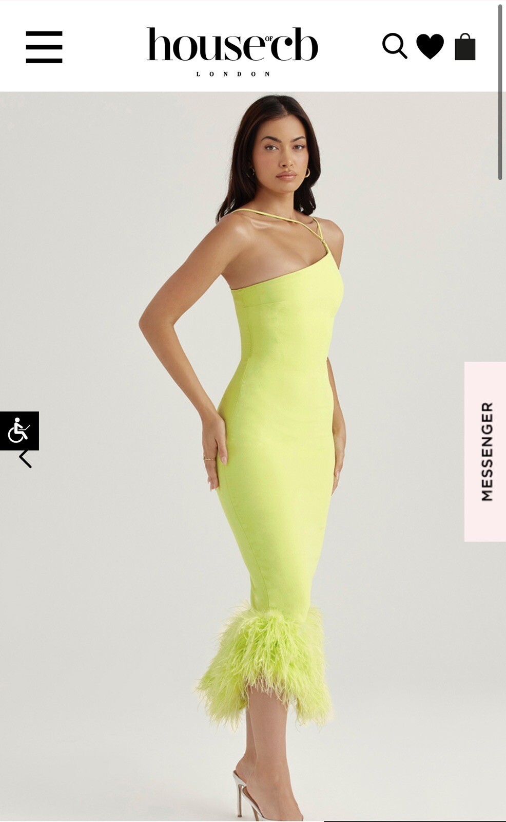 House Of CB Alessia Asymmetric Feather Trim Midi Dress Size Large eBay